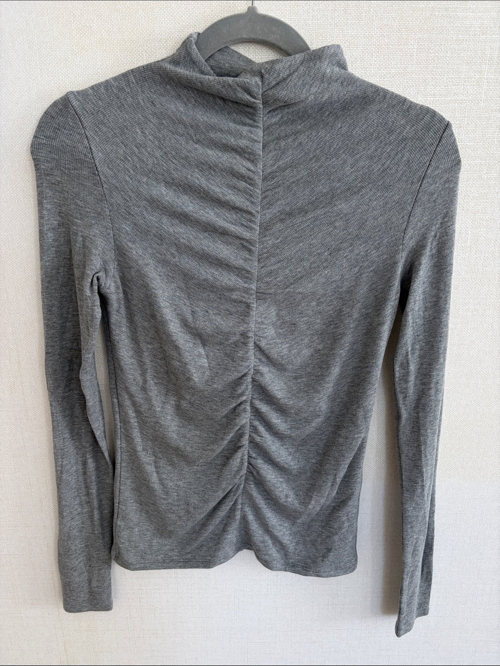 Veronica Beard Gray Long-Sleeve Ruched-Back Tee